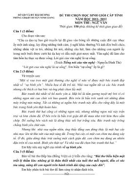Ề thi chọn học sinh giỏi cấp tỉnh năm học 2011- 2012 môn thi Ngữ Văn